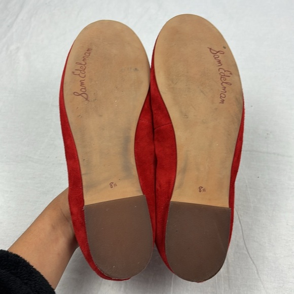 Sam Edelman Red Suede Felicia Round Toe Ballet Flats - Picture 5 of 6